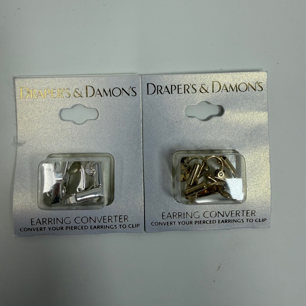 Drapers & Damons Earring Converter Set Pierced to Clip On Earrings Gold & Silver